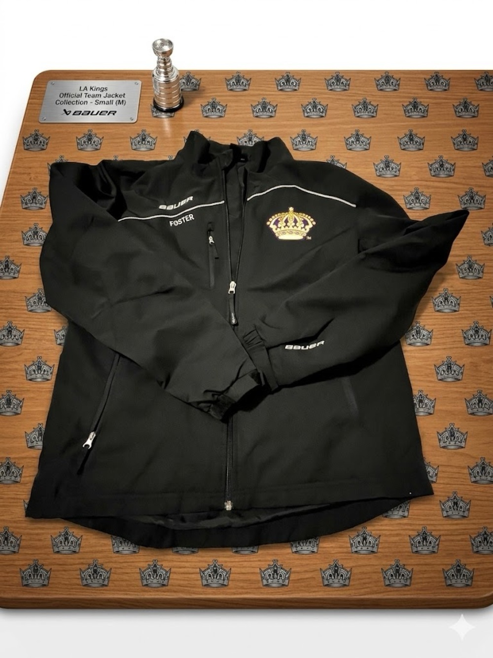 Bauer Black Jacket with Los Angeles Kings  Crown Patch and White Trim